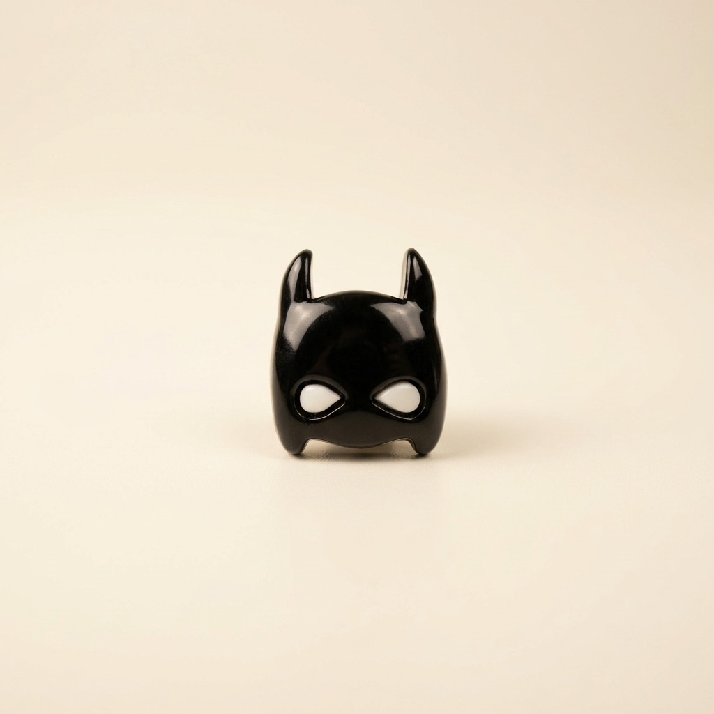 Black Batman Face - Warm Ivory Background