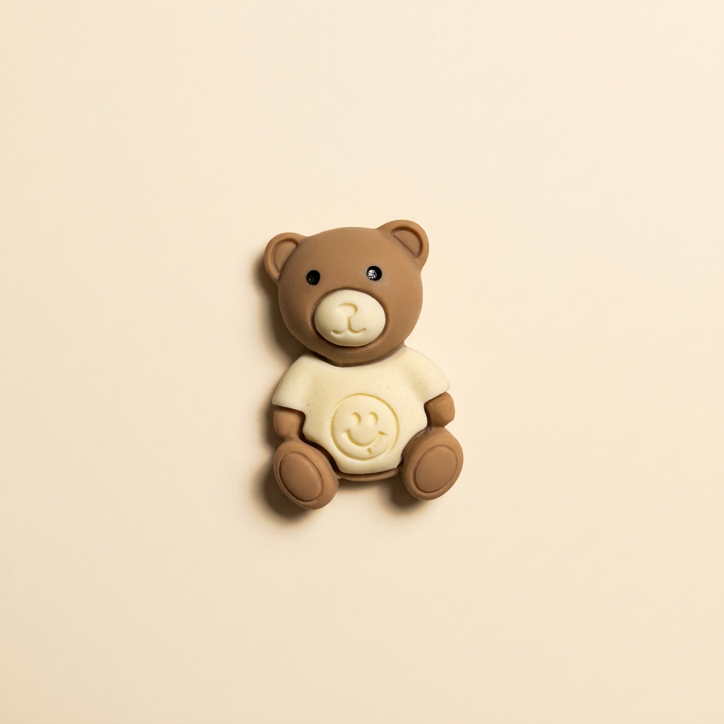 Brown Bear White Shirt - Warm Ivory Background
