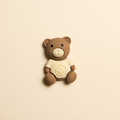 Brown Bear White Shirt - Warm Ivory Background