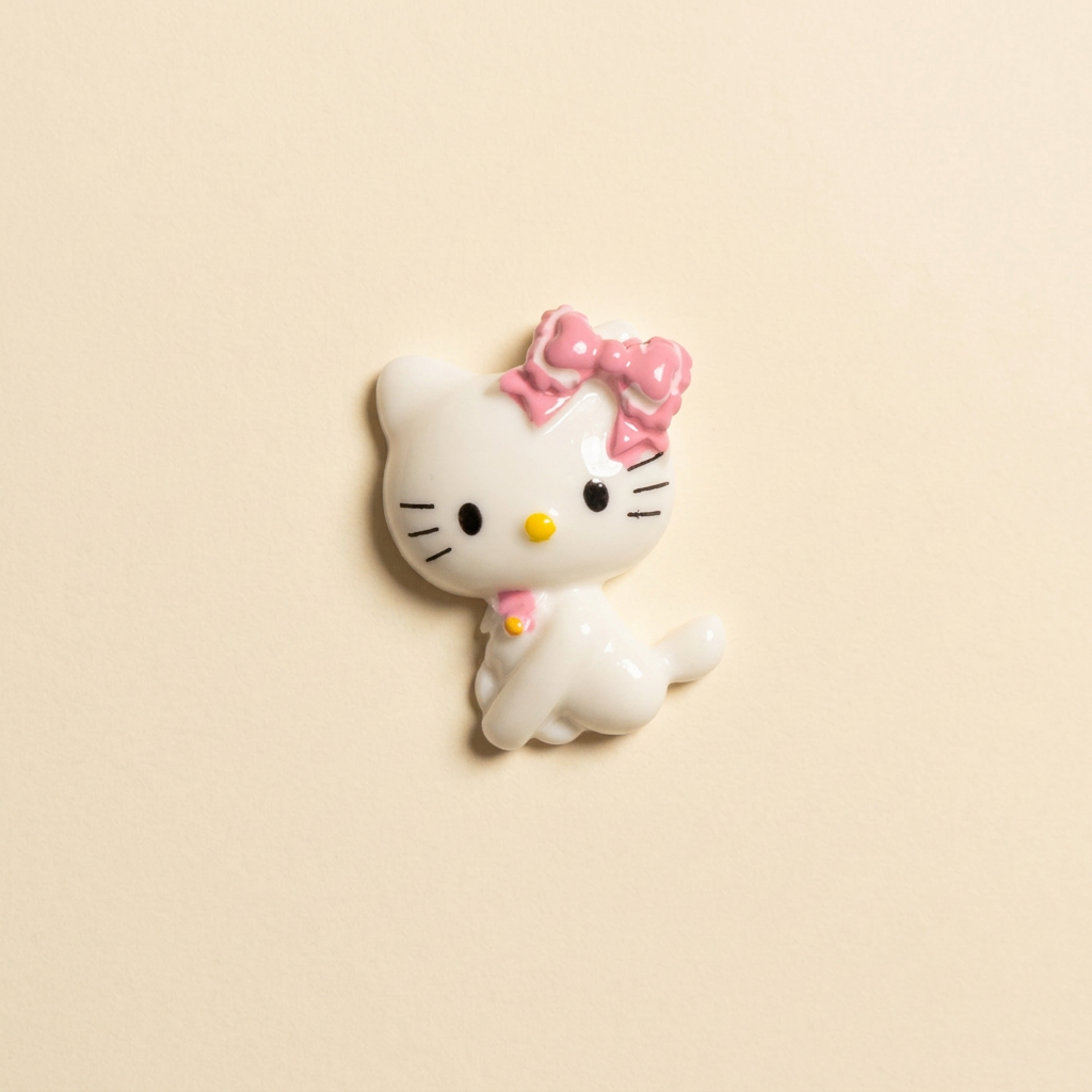 Hello Kitty Pink Bow - Warm Ivory Background