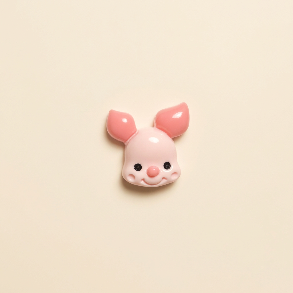 Pink Piglet Face - Warm Ivory Background