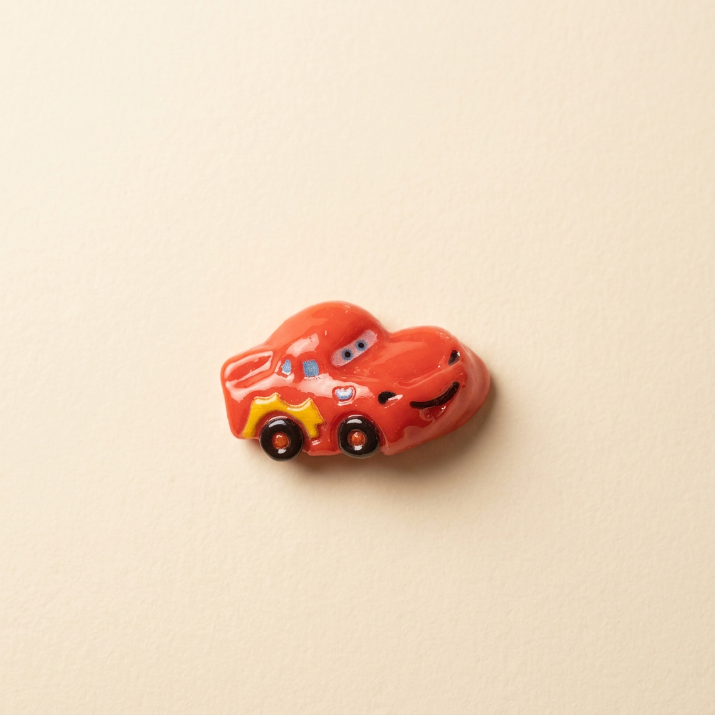 Red Car - Warm Ivory Background