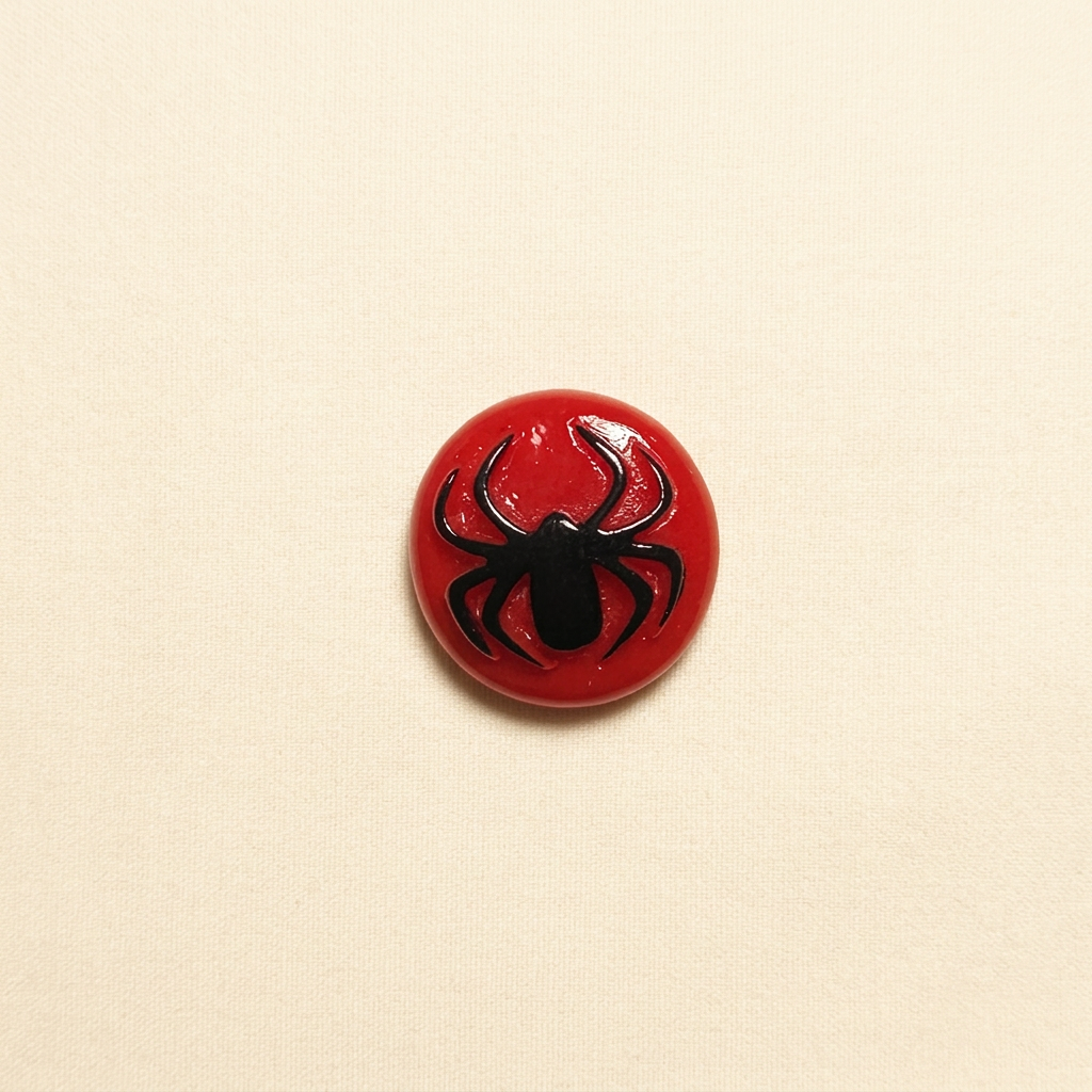 Spider Red Circle - Warm Ivory Background