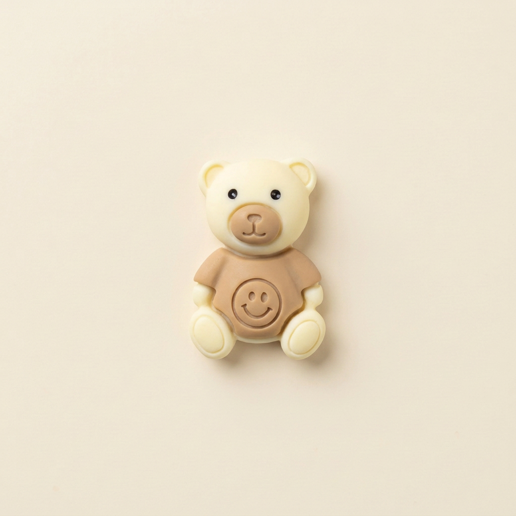 White Bear Brown Shirt - Matched Ivory Background
