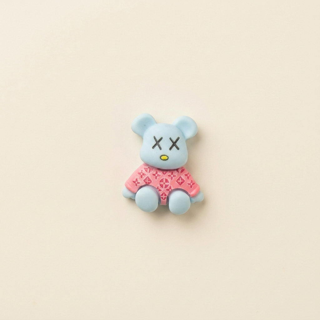 XX Bear Blue - Warm Ivory Background