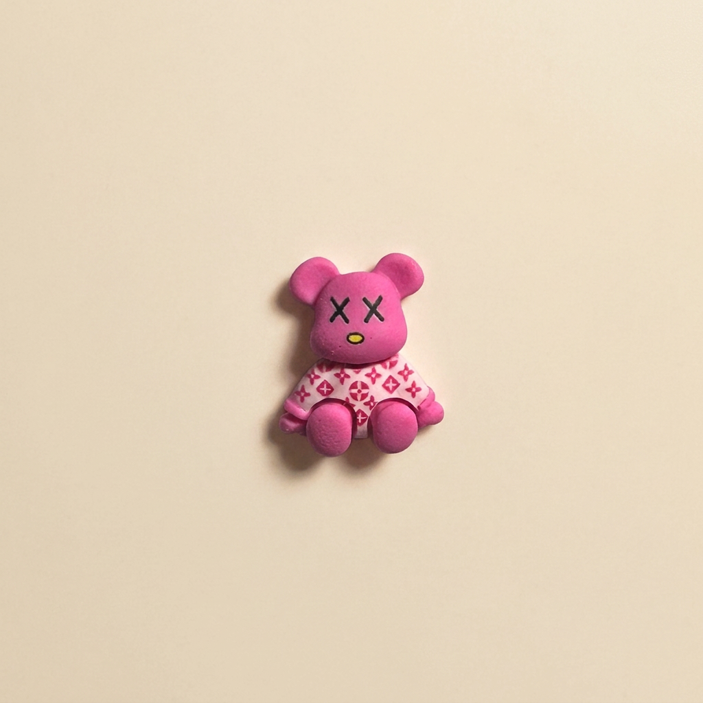 XX Bear Dark Pink - Warm Ivory Background