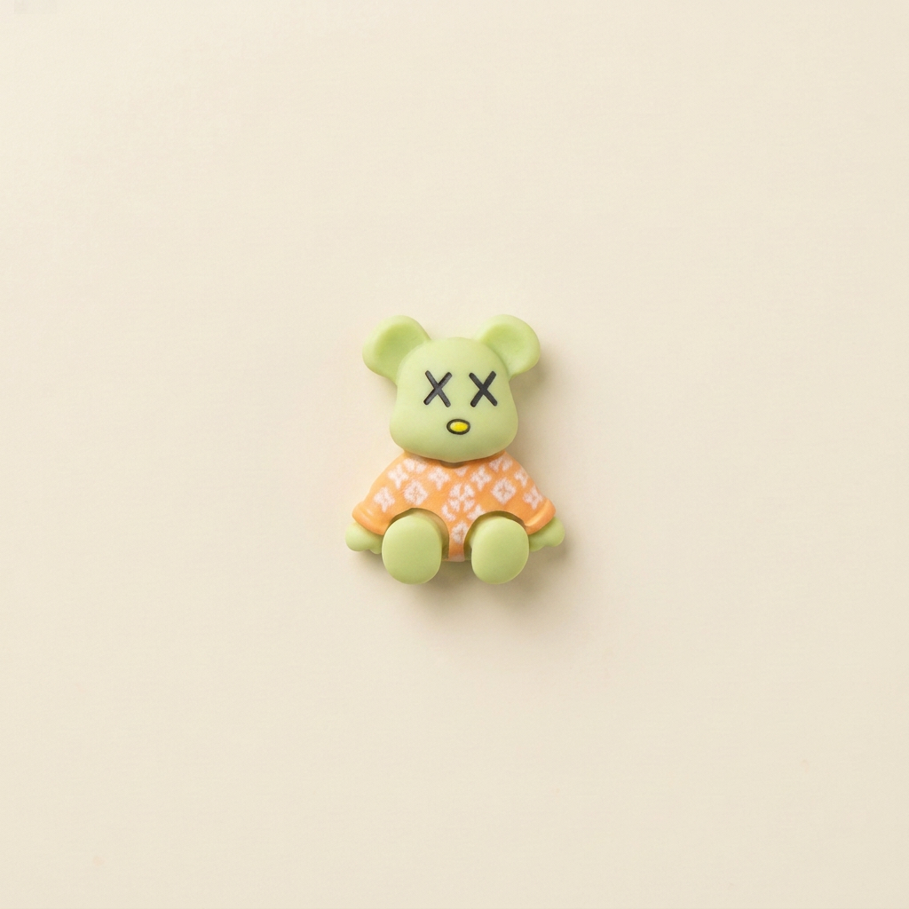 XX Bear Green - Warm Ivory Background