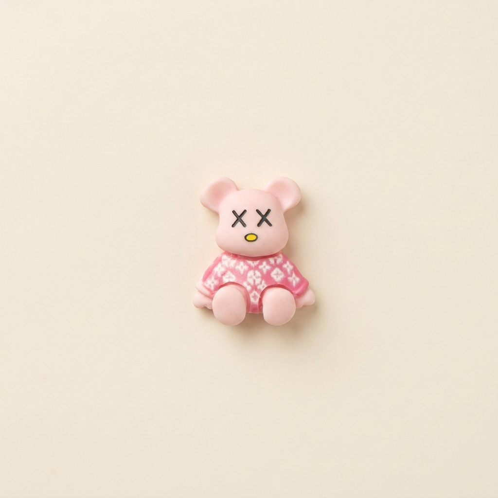 XX Bear Light Pink - Warm Ivory Background